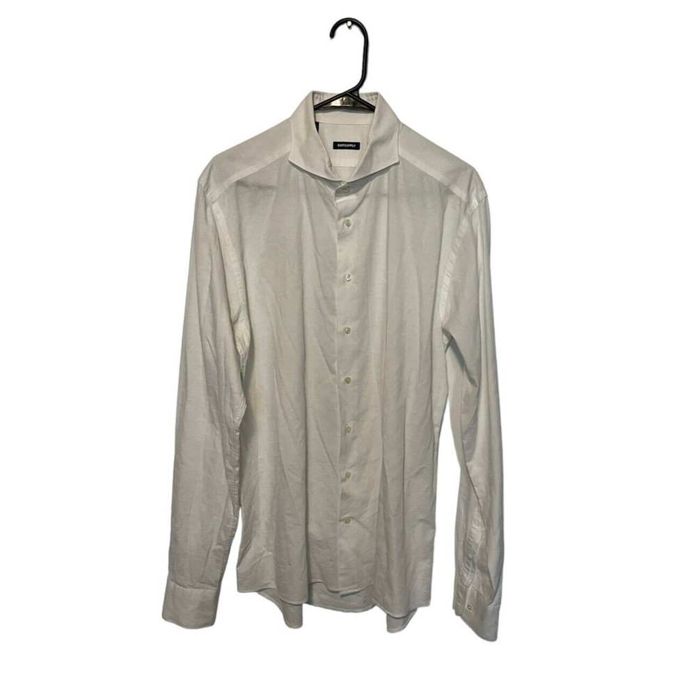Suitsupply Shirt Mens Large 16 1/2 White Button Up Long Sleeve Casual Cotton
